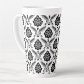 Rococo Damast Patroon Grijs Zwart Wit Latte Mok (Linkerhoek)