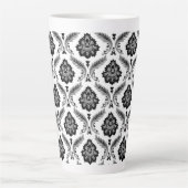 Rococo Damast Patroon Grijs Zwart Wit Latte Mok (Voorkant)