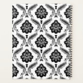 Rococo Damast Patroon Grijs Zwart Wit Planner (Achterkant)