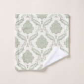 Rococo Damast Patroon Groen op Crème Bad Handdoek (Wasdoekje)
