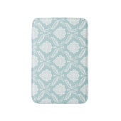 Rococo Damast Patroon Wit op Eendenei Blauw Badmat (Voorkant Verticaal)