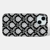 Rococo Damast Patroon Wit op Zwart Case-Mate iPhone Case (Achterkant (horizontaal))