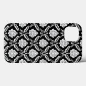 Rococo Damast Patroon Wit op Zwart Case-Mate iPhone Case (Achterkant (horizontaal))