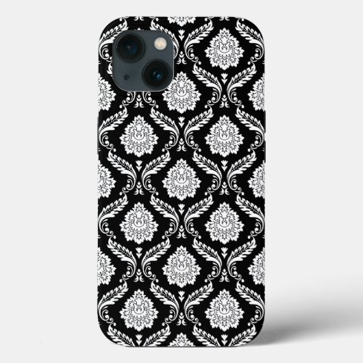 Rococo Damast Patroon Wit op Zwart Case-Mate iPhone Case (Achterkant)