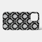 Rococo Damast Patroon Wit op Zwart Case-Mate iPhone Case (Achterkant (horizontaal))