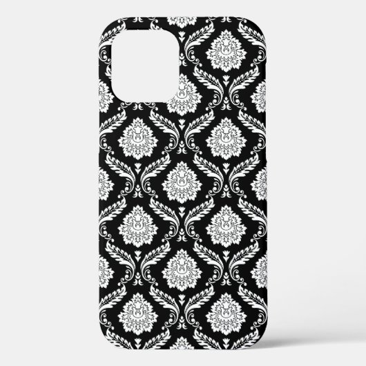 Rococo Damast Patroon Wit op Zwart Case-Mate iPhone Case (Achterkant)
