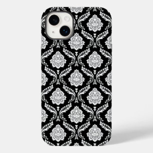 Rococo Damast Patroon Wit op Zwart Case-Mate iPhone 14 Plus Hoesje
