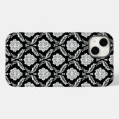 Rococo Damast Patroon Wit op Zwart Case-Mate iPhone Case (Achterkant (horizontaal))