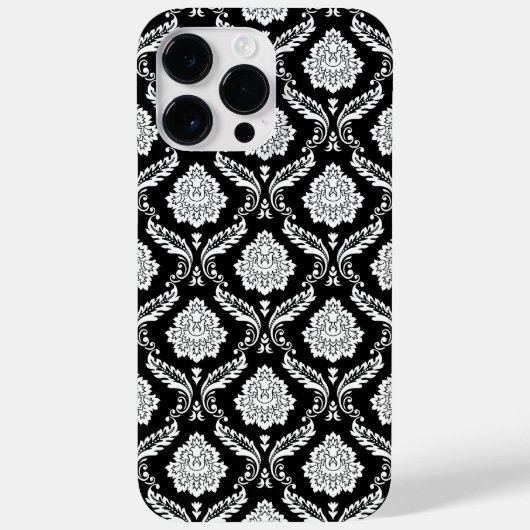 Rococo Damast Patroon Wit op Zwart Case-Mate iPhone Case (Achterkant)