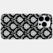 Rococo Damast Patroon Wit op Zwart Case-Mate iPhone Case (Achterkant (horizontaal))