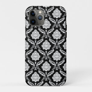 Rococo Damast Patroon Wit op Zwart Case-Mate iPhone Case