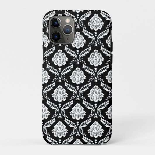 Rococo Damast Patroon Wit op Zwart Case-Mate iPhone Case (Achterkant)