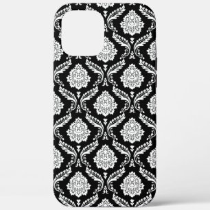 Rococo Damast Patroon Wit op Zwart Case-Mate iPhone Case