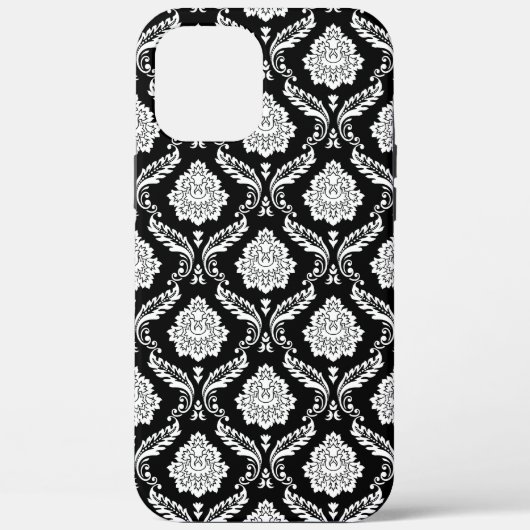 Rococo Damast Patroon Wit op Zwart Case-Mate iPhone Case (Achterkant)