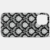 Rococo Damast Patroon Wit op Zwart Case-Mate iPhone Case (Achterkant (horizontaal))