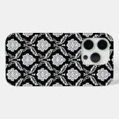 Rococo Damast Patroon Wit op Zwart Case-Mate iPhone Case (Achterkant (horizontaal))