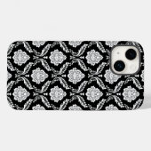 Rococo Damast Patroon Wit op Zwart Case-Mate iPhone Case (Achterkant (horizontaal))