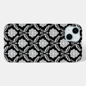 Rococo Damast Patroon Wit op Zwart Case-Mate iPhone Case (Achterkant (horizontaal))