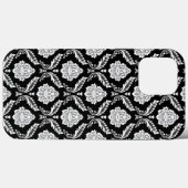 Rococo Damast Patroon Wit op Zwart Case-Mate iPhone Case (Achterkant (horizontaal))