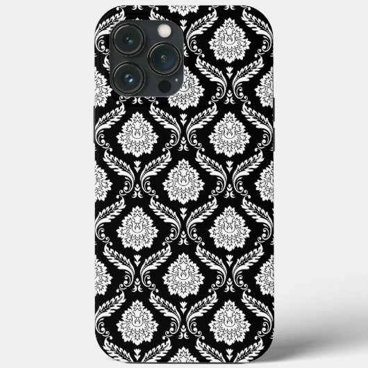 Rococo Damast Patroon Wit op Zwart Case-Mate iPhone Case (Achterkant)