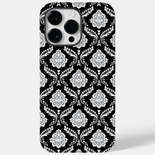 Rococo Damast Patroon Wit op Zwart Case-Mate iPhone Case (Achterkant)