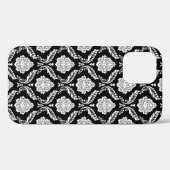 Rococo Damast Patroon Wit op Zwart Case-Mate iPhone Case (Achterkant (horizontaal))