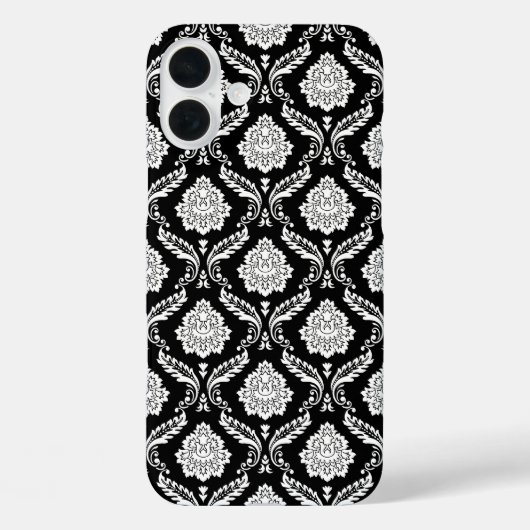 Rococo Damast Patroon Wit op Zwart Case-Mate iPhone Case (Achterkant)