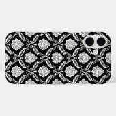 Rococo Damast Patroon Wit op Zwart Case-Mate iPhone Case (Achterkant (horizontaal))