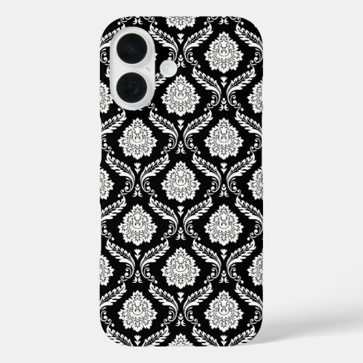 Rococo Damast Patroon Wit op Zwart  Case-Mate iPhone Case (Achterkant)