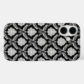 Rococo Damast Patroon Wit op Zwart  Case-Mate iPhone Case (Achterkant (horizontaal))