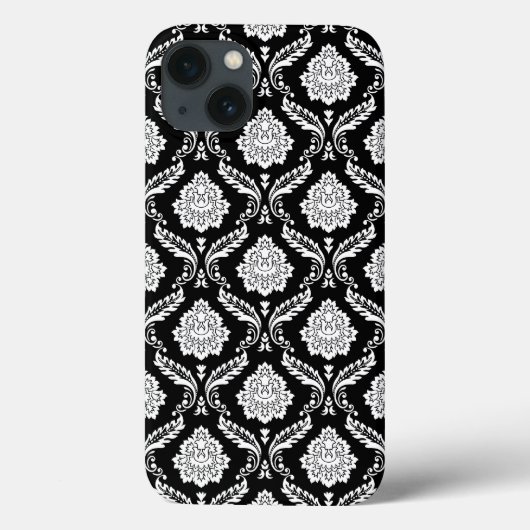 Rococo Damast Patroon Wit op Zwart Case-Mate iPhone Case (Achterkant)