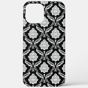 Rococo Damast Patroon Wit op Zwart Case-Mate iPhone Case