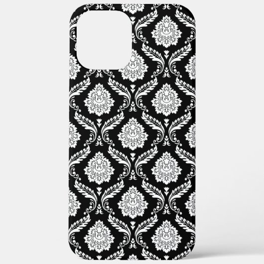 Rococo Damast Patroon Wit op Zwart Case-Mate iPhone Case (Achterkant)