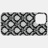 Rococo Damast Patroon Wit op Zwart Case-Mate iPhone Case (Achterkant (horizontaal))