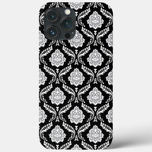 Rococo Damast Patroon Wit op Zwart Case-Mate iPhone Case (Achterkant)