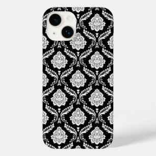 Rococo Damast Patroon Wit op Zwart Case-Mate iPhone 14 Hoesje