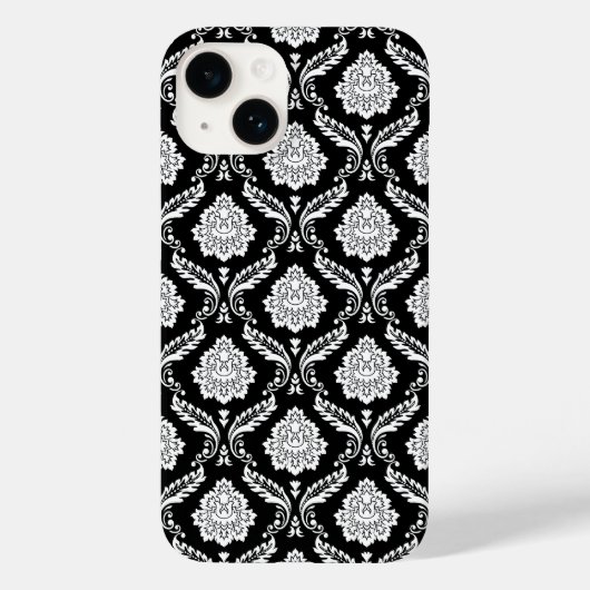 Rococo Damast Patroon Wit op Zwart Case-Mate iPhone Case (Achterkant)