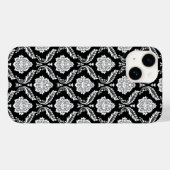 Rococo Damast Patroon Wit op Zwart Case-Mate iPhone Case (Achterkant (horizontaal))