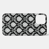 Rococo Damast Patroon Wit op Zwart Case-Mate iPhone Case (Achterkant (horizontaal))