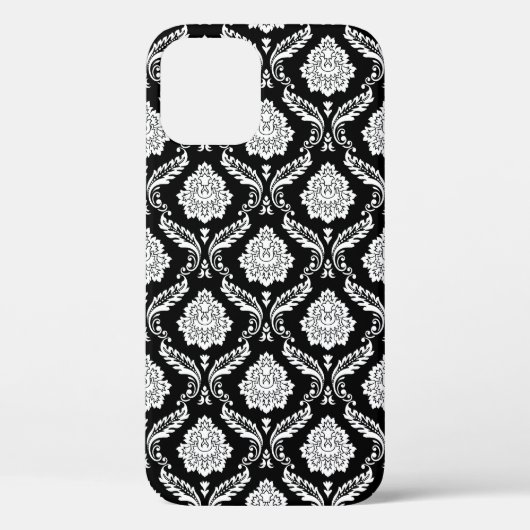 Rococo Damast Patroon Wit op Zwart Case-Mate iPhone Case (Achterkant)
