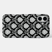 Rococo Damast Patroon Wit op Zwart Case-Mate iPhone Case (Achterkant (horizontaal))
