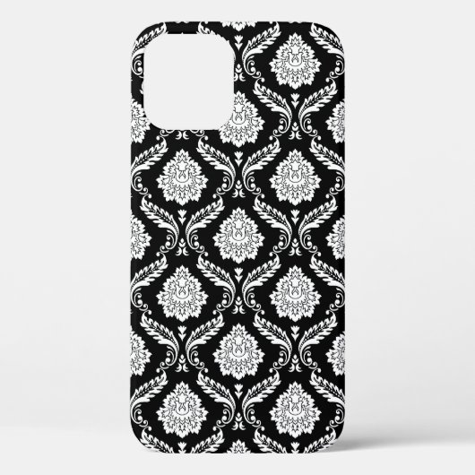 Rococo Damast Patroon Wit op Zwart Case-Mate iPhone Case (Achterkant)