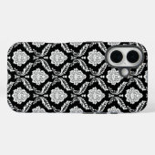 Rococo Damast Patroon Wit op Zwart Case-Mate iPhone Case (Achterkant (horizontaal))
