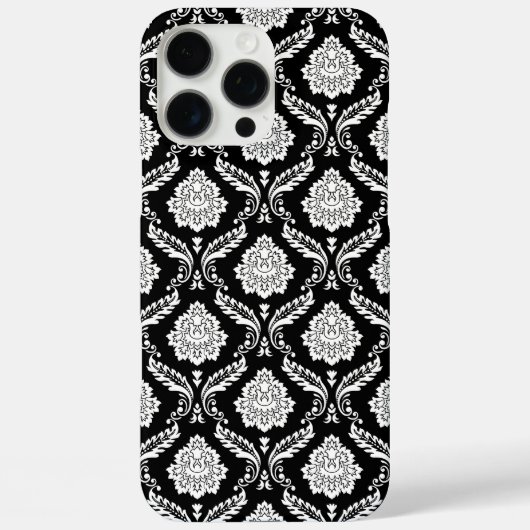 Rococo Damast Patroon Wit op Zwart Case-Mate iPhone Case (Achterkant)