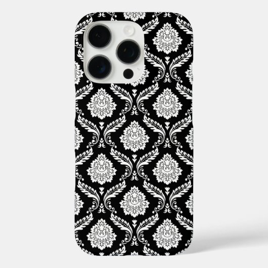 Rococo Damast Patroon Wit op Zwart Case-Mate iPhone Case (Achterkant)