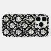 Rococo Damast Patroon Wit op Zwart Case-Mate iPhone Case (Achterkant (horizontaal))