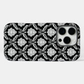 Rococo Damast Patroon Wit op Zwart Case-Mate iPhone Case (Achterkant (horizontaal))
