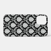 Rococo Damast Patroon Wit op Zwart Case-Mate iPhone Case (Achterkant (horizontaal))