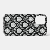 Rococo Damast Patroon Wit op Zwart Case-Mate iPhone Case (Achterkant (horizontaal))