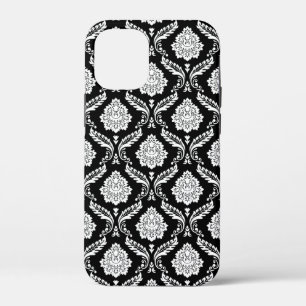 Rococo Damast Patroon Wit op Zwart Case-Mate iPhone Case